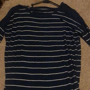 Long sleeve blue and white striped top